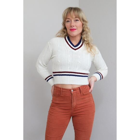 1960's Vintage Pickwick Cable Knit Tennis Sweater ~ Women's XXS XS ~ Kid's LG - Picture 4 of 9